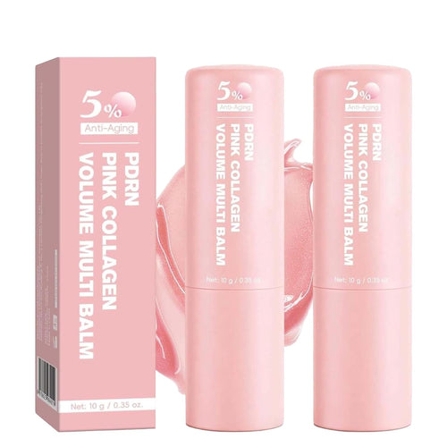 PDRN Pink Collagen Volume Multi Balm Stick, Volufiline Collagen Wrinkle Stick – Wrinkle Care & Deep Hydration for Face, Lips, Eyes, Neck (2-Pack)