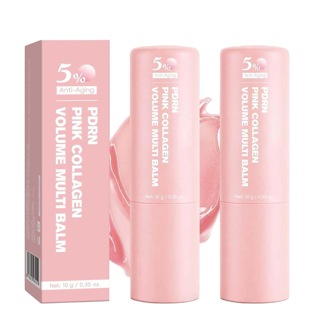 PDRN Pink Collagen Volume Multi Balm Stick, Volufiline Collagen Wrinkle Stick – Wrinkle Care & Deep Hydration for Face, Lips, Eyes, Neck (2-Pack)