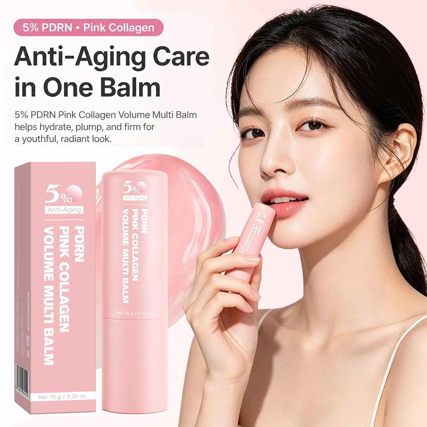 PDRN Pink Collagen Volume Multi Balm Stick, Volufiline Collagen Wrinkle Stick – Wrinkle Care & Deep Hydration for Face, Lips, Eyes, Neck (2-Pack)
